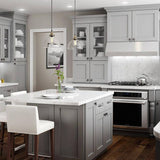 Newport 21 in. W x 24 in. D x 34.5 in. H Assembled Plywood Base Kitchen Cabinet in Pearl Gray with Knife Block RH