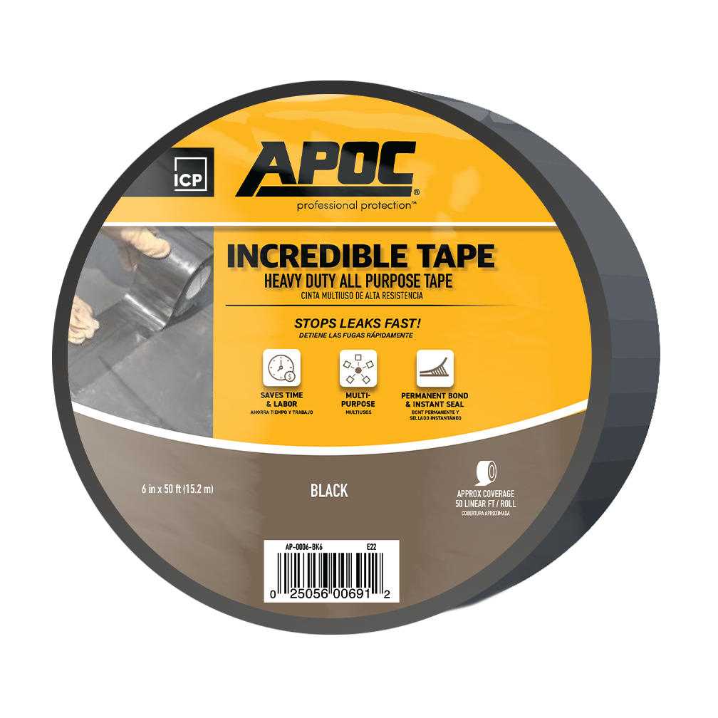 APOC Incredible Tape Heavy Duty All Purpose Tape & Sealant Black 4" x 50'