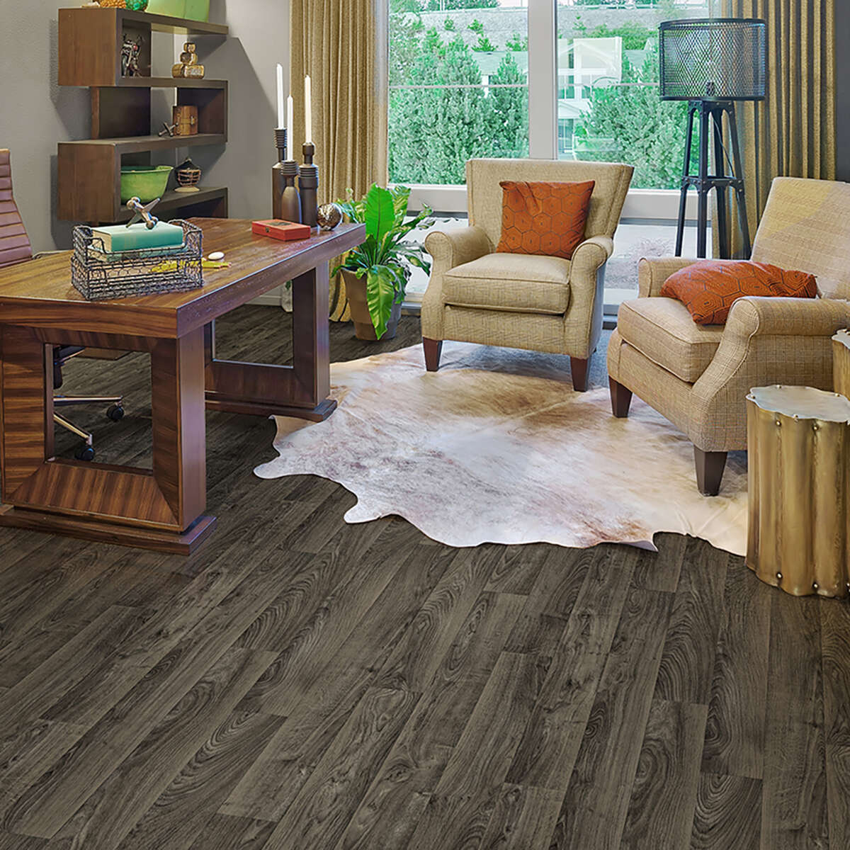 Congoleum ArmorCore Pro Wood Ridge Rainy Evening Sheet Vinyl, 12-ft W x Cut-to-Length, Low-Gloss Wood Look