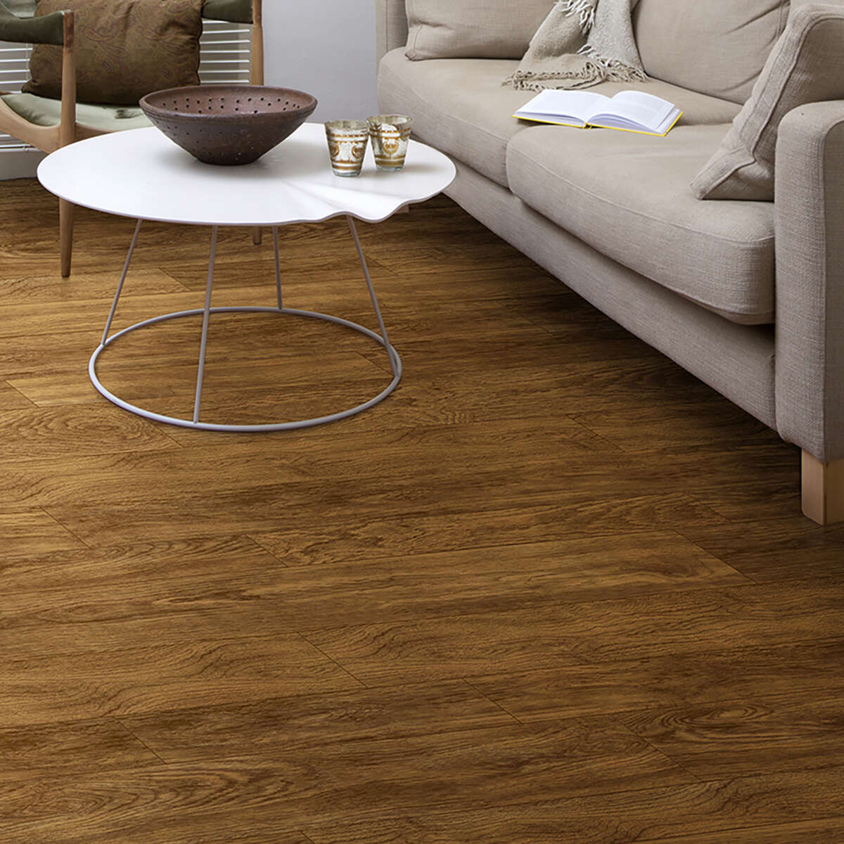 Congoleum ArmorCore Pro Oak Run Marsh Brown 12-ft Wide Cut-to-Length Low-Gloss Wood-Look Sheet Vinyl Flooring