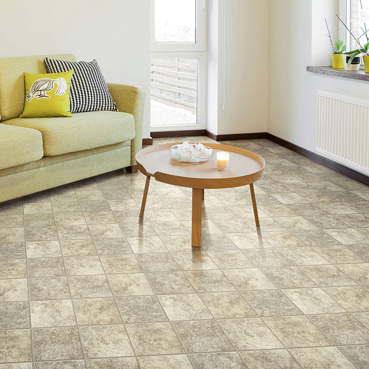 Congoleum ArmorCore Contempo 12-ft W Cut-to-Length Sanddrift Tan Stone Look Low-Gloss Finish Sheet Vinyl