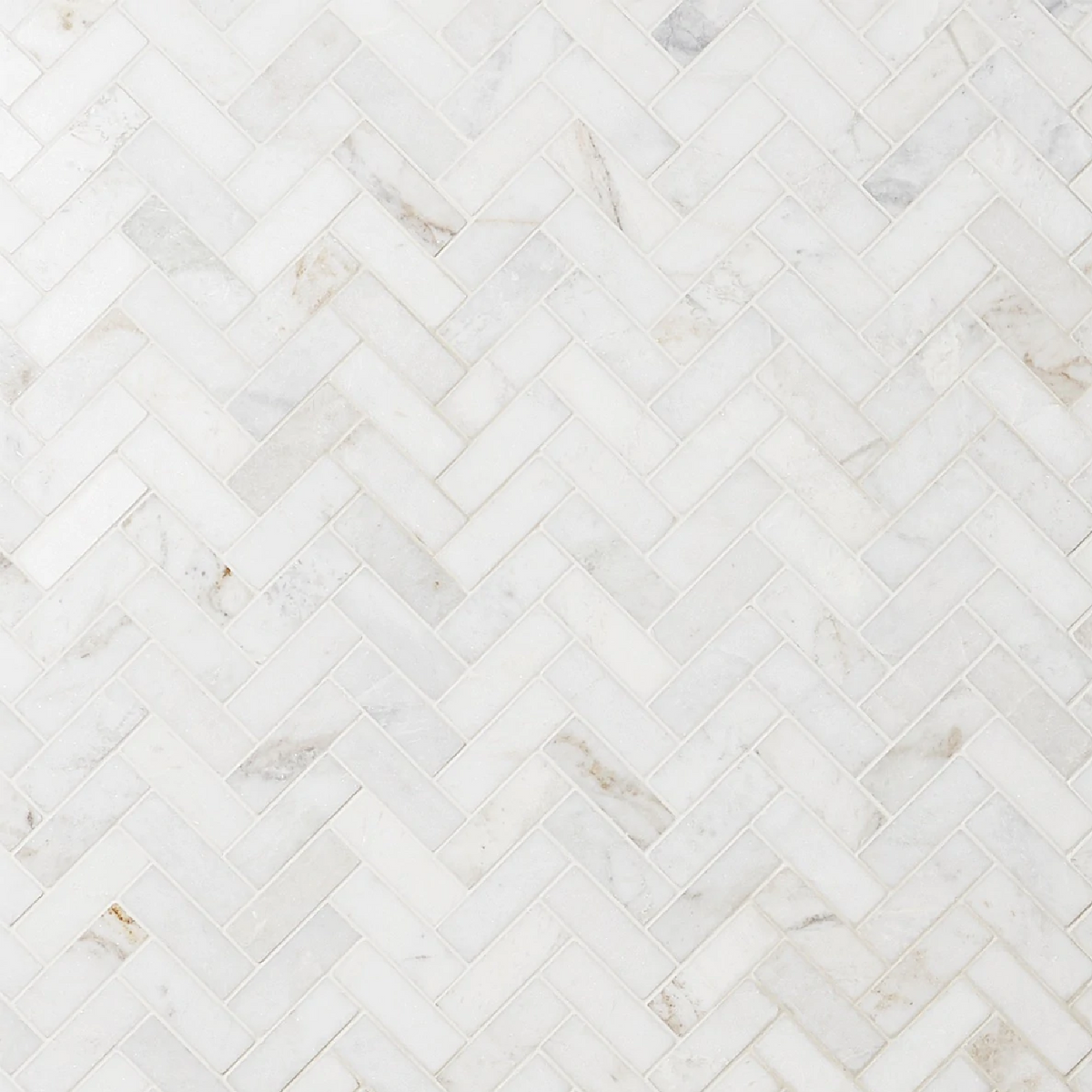 Alaska White 1x3" Herringbone Polished Marble Mosaic Tile
