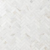 Alaska White 1x3" Herringbone Polished Marble Mosaic Tile