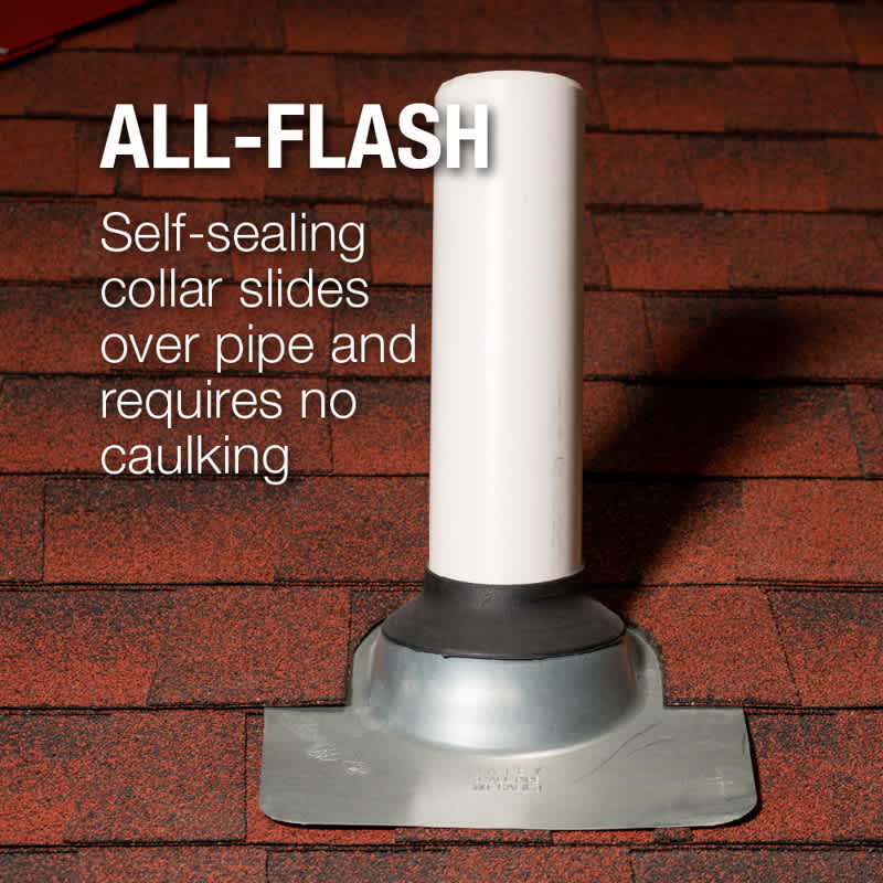 Oatey All-Flash Aluminum Base No-Calk Roof Flashing 3" - 4", 12" x 15" Base