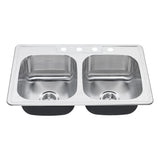 KRAUS Drop-In Stainless Steel 33 in. 4-Hole Double Bowl Kitchen Sink Kit