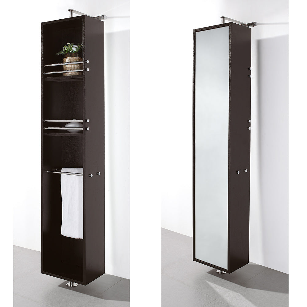 Wyndham Collection Claire 13.75-in W x 67-in H x 9-in D Espresso Oak Wall-Mount Linen Cabinet