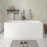 Vanity Art Talence 59 in. Acrylic Flatbottom Freestanding Bathtub in White with Integrated Overflow