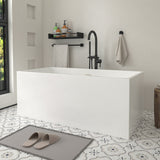 Vanity Art Talence 59 in. Acrylic Flatbottom Freestanding Bathtub in White/Polished Chrome