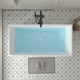 Vanity Art Talence 59 in. Acrylic Flatbottom Freestanding Bathtub in White with Integrated Overflow
