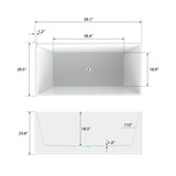 Vanity Art Talence 59 in. Acrylic Flatbottom Freestanding Bathtub in White/Polished Chrome