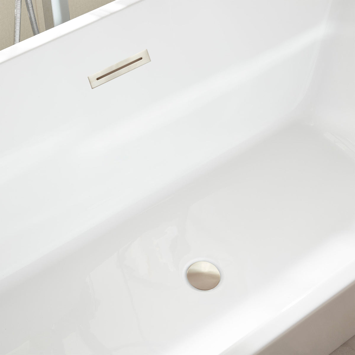 Vanity Art Talence 59 in. Acrylic Flatbottom Freestanding Bathtub in White/Titanium Gold