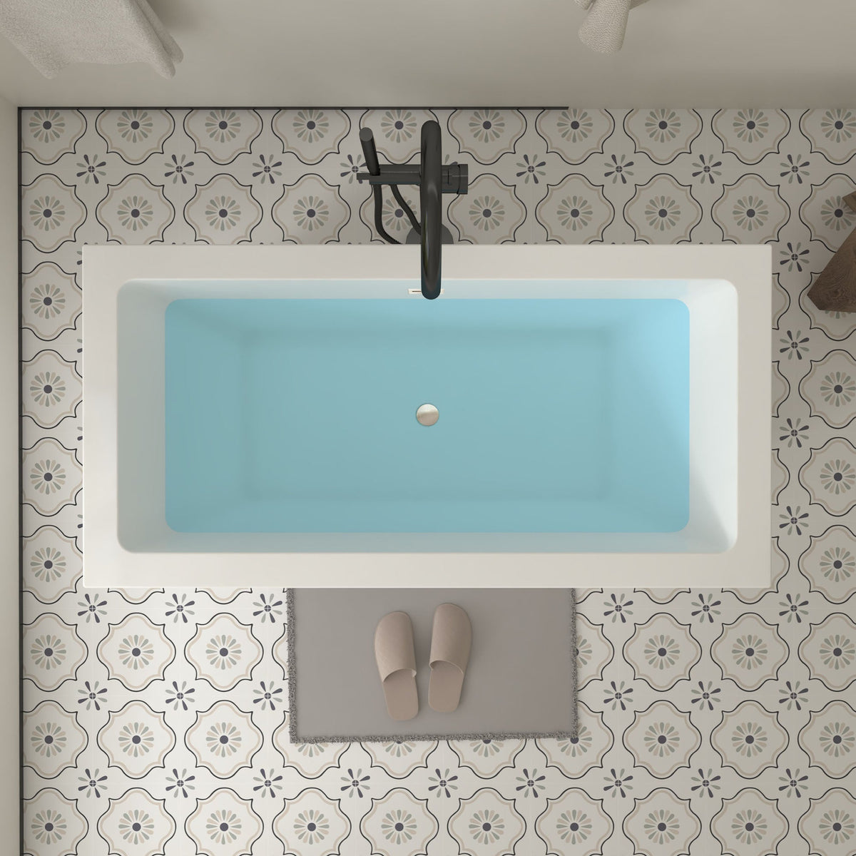 Vanity Art Tarbes 67 in. Acrylic Flatbottom Freestanding Bathtub in White/Polished Chrome