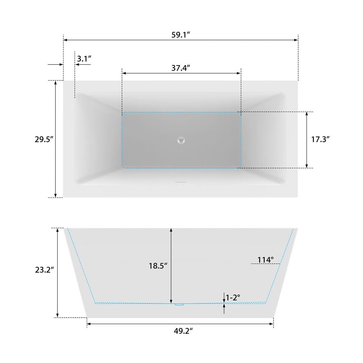 Vanity Art Tarbes 67 in. Acrylic Flatbottom Freestanding Bathtub in Pure White