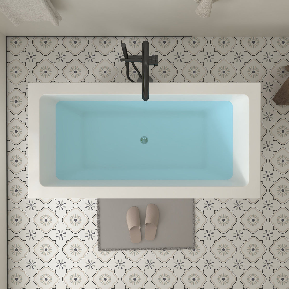 Vanity Art Tarbes 67 in. Acrylic Flatbottom Freestanding Bathtub in White/Matte Black
