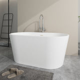 Vanity Art Bordeaux 67 in. Acrylic Flatbottom Freestanding Bathtub in White with Integrated Overflow