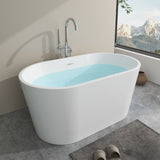 Vanity Art Bordeaux 67 in. Acrylic Flatbottom Freestanding Bathtub in White with Integrated Overflow