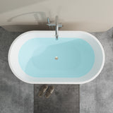 Vanity Art Bordeaux 67 in. Acrylic Flatbottom Freestanding Bathtub in White with Integrated Overflow