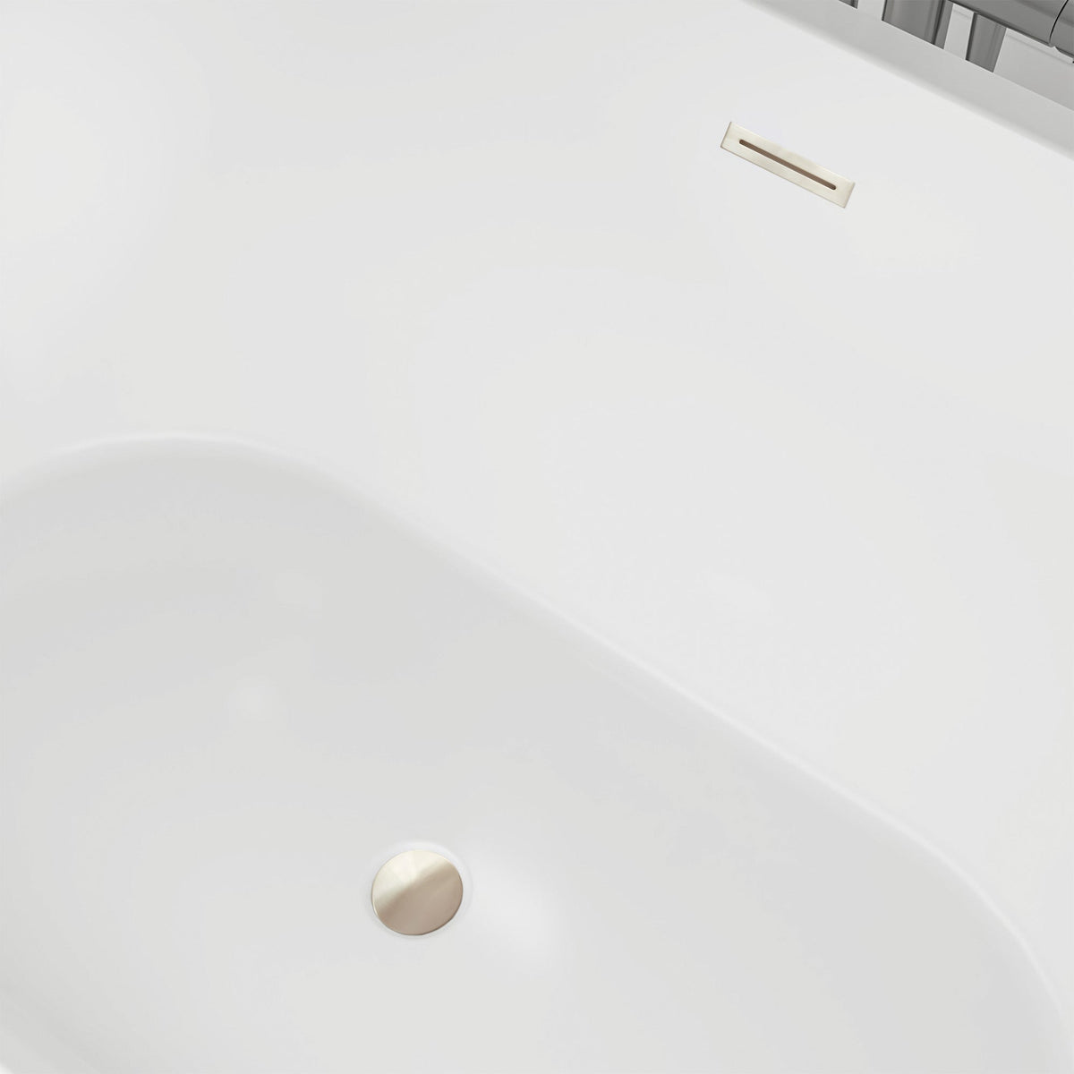 Vanity Art Bordeaux 67 in. Acrylic Flatbottom Freestanding Bathtub in White with Integrated Overflow