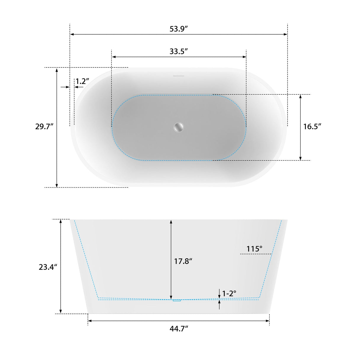 Vanity Art Bordeaux 67 in. Acrylic Flatbottom Freestanding Bathtub in White with Integrated Overflow