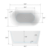 Vanity Art Bordeaux 67 in. Acrylic Flatbottom Freestanding Bathtub in White with Integrated Overflow
