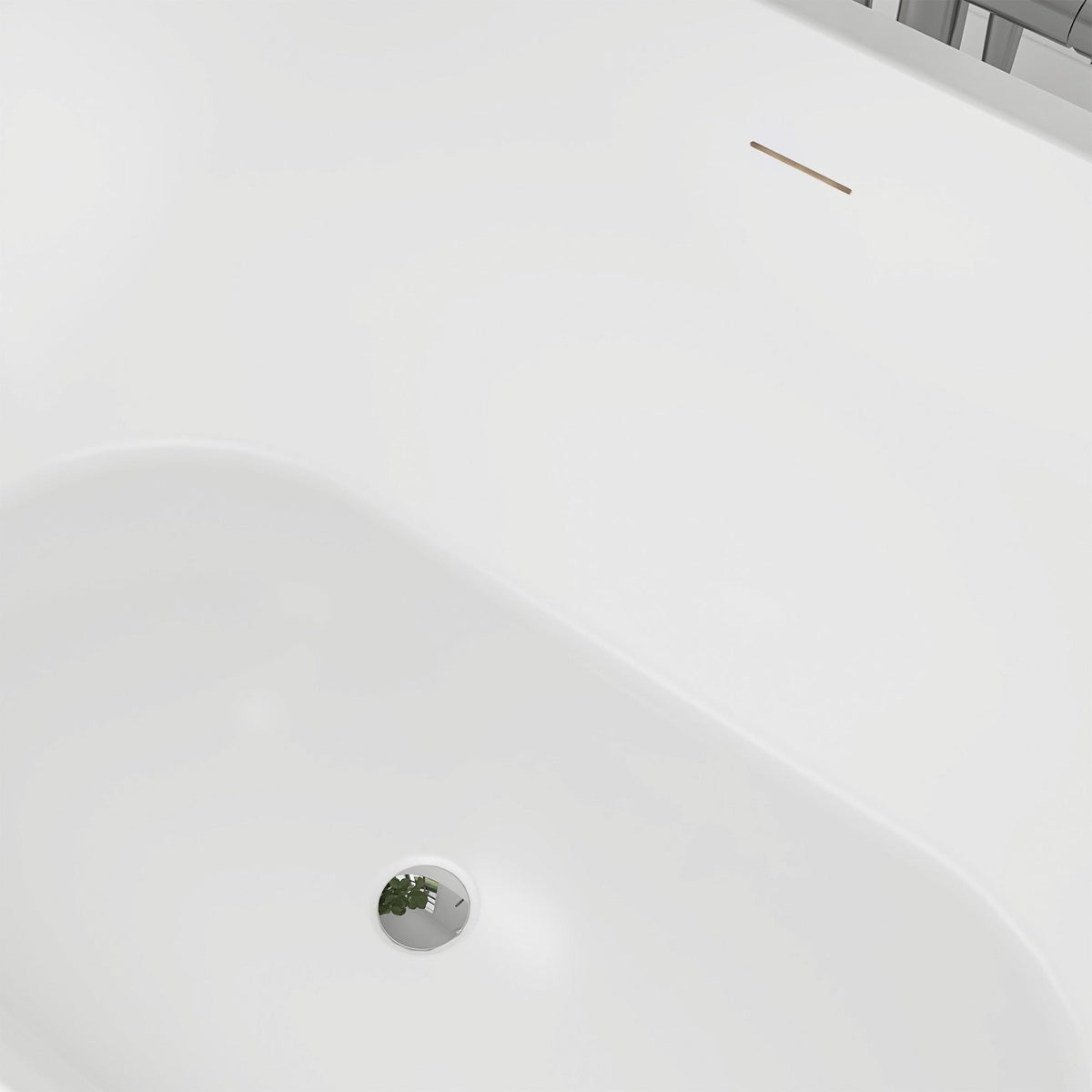 Vanity Art Bordeaux 67 in. Acrylic Flatbottom Freestanding Bathtub in White with Integrated Overflow