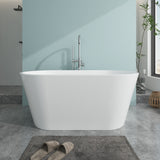 Vanity Art 59 in. Acrylic Flatbottom Freestanding Bathtub in Pure White