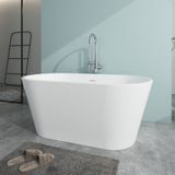 Vanity Art Domme 59 in. Acrylic Flatbottom Freestanding Non-Slip Bathtub in White/Titanium Gold