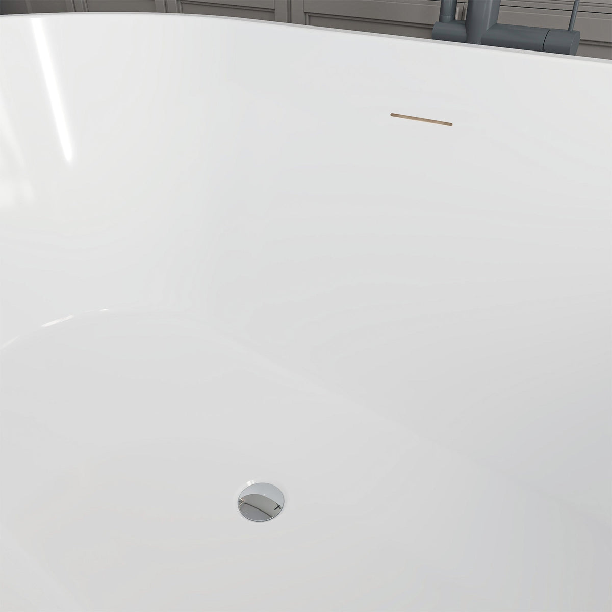 Vanity Art Domme 59 in. Acrylic Flatbottom Freestanding Non-Slip Bathtub in White/Titanium Gold