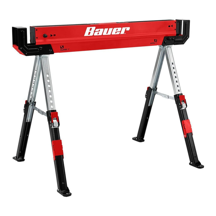 BAUER 32 in. Steel Adjustable Sawhorse, 1300 lb. Capacity