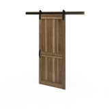 Masonite 36 in. x 84 in. 2 Panel Plank Sandy Brown Interior Sliding Barn Door Slab with Hardware Kit