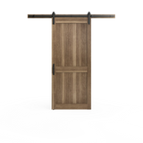 Masonite 36 in. x 84 in. 2 Panel Plank Sandy Brown Interior Sliding Barn Door Slab with Hardware Kit