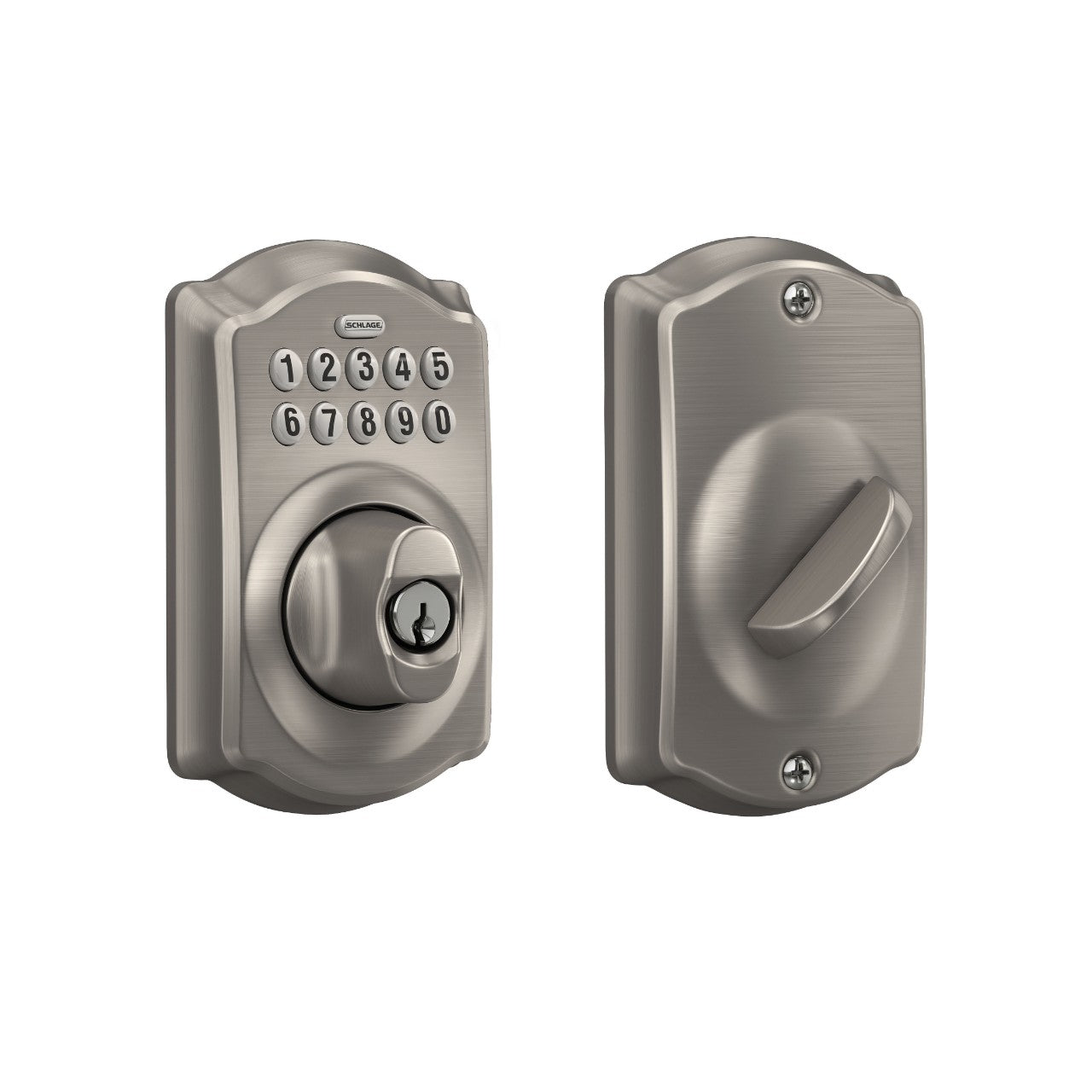 Schlage Camelot Satin Nickel Keypad Electronic Door Lock Deadbolt