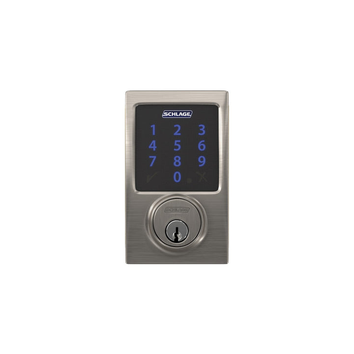 Schlage Century Satin Nickel Connect Smart Door Lock with Alarm, Z-Wave Plus