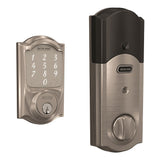 Schlage Sense Satin Nickel Camelot Trim Smart Deadbolt + Wi‑Fi Adapter Bundle