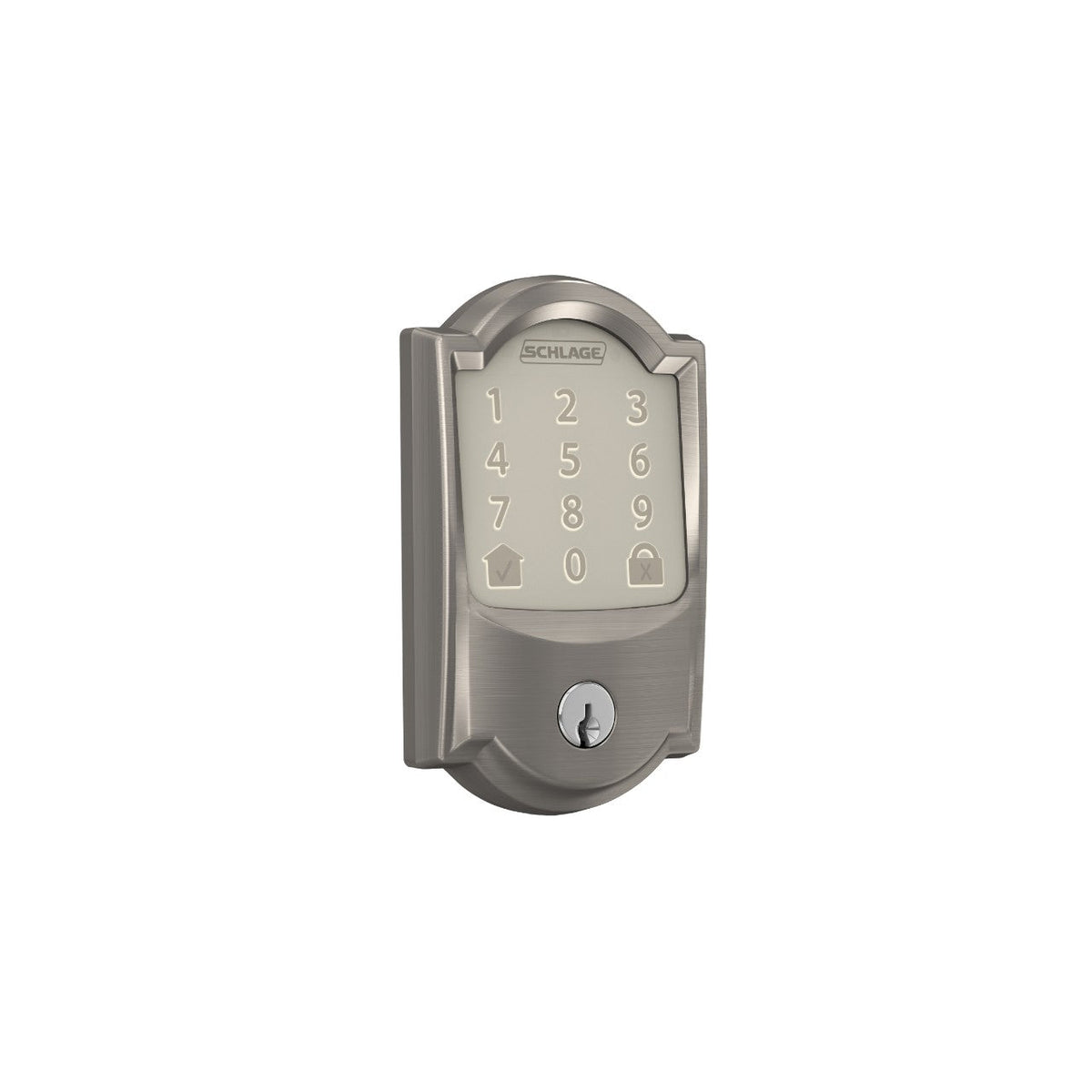 Schlage Camelot Encode Smart WiFi Door Lock with Alarm – Satin Nickel