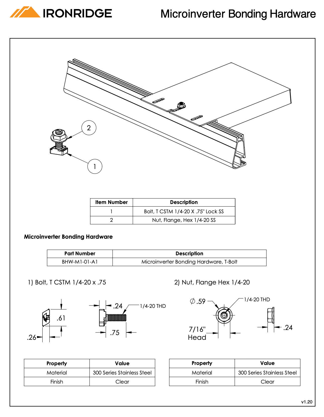 IronRidge T-Bolt Bonding Hardware