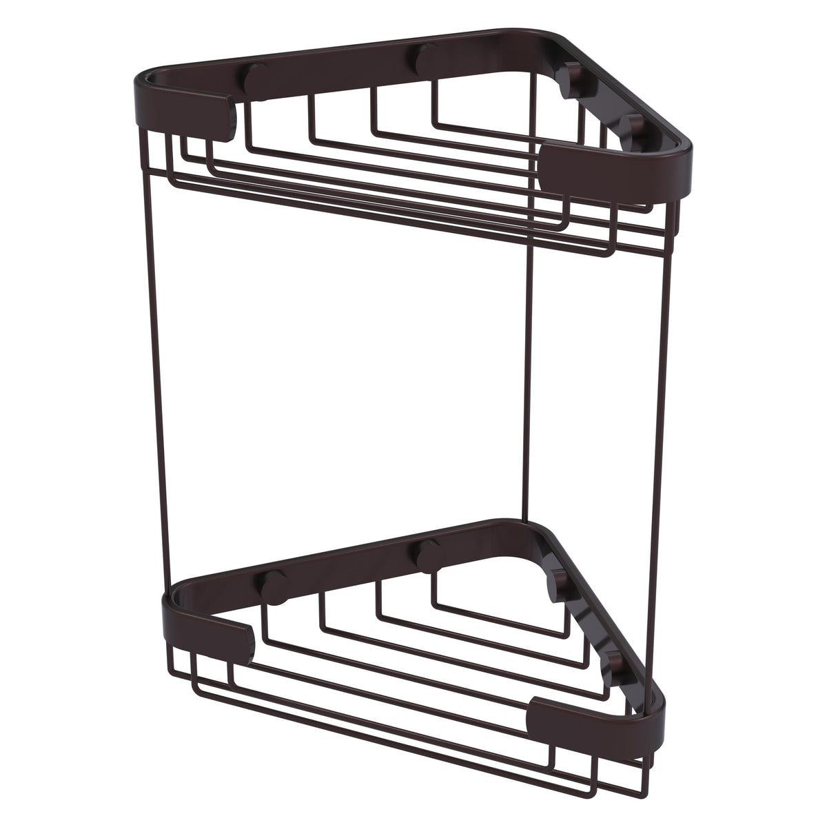 Allied Brass Double Tier Corner Shower Basket in Brushed Bronze, 6.2 x 9.7 x 1.7 in