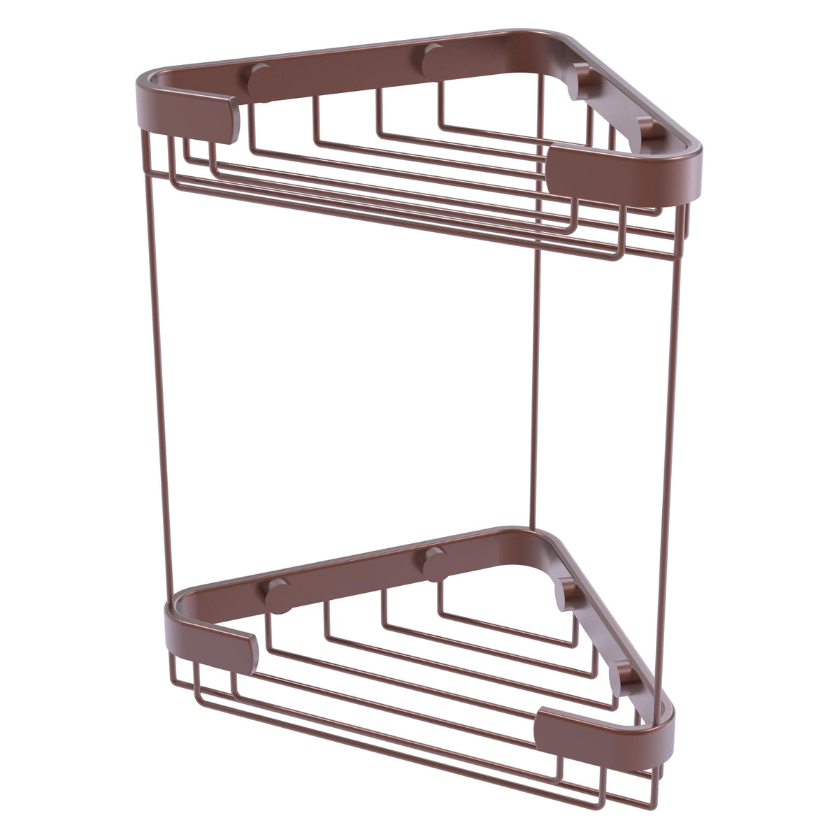 Allied Brass Double Tier Corner Shower Basket in Antique Brass