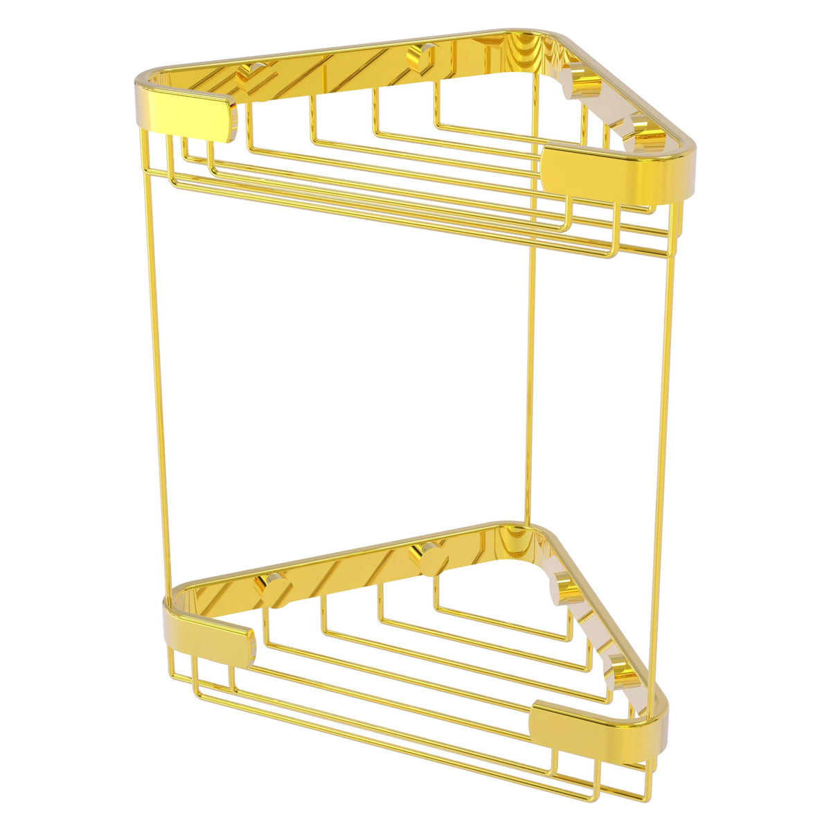 Allied Brass Double Tier Corner Shower Basket in Unlacquered Brass