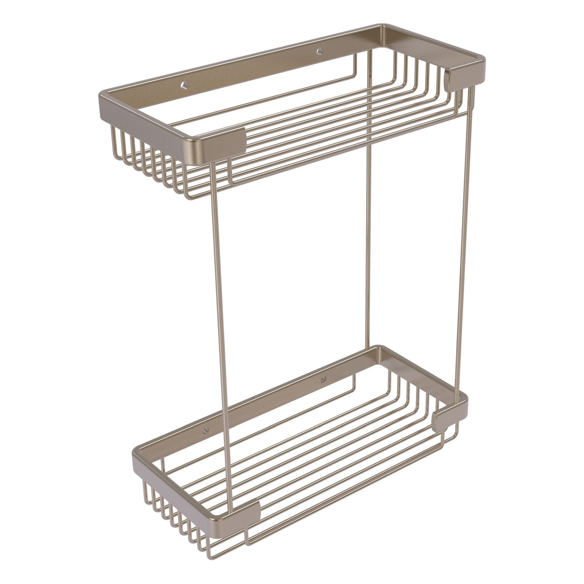Allied Brass Double Tier Rectangular Toiletry Shower Basket in Antique Pewter, 10.5 x 12 x 4.8 in