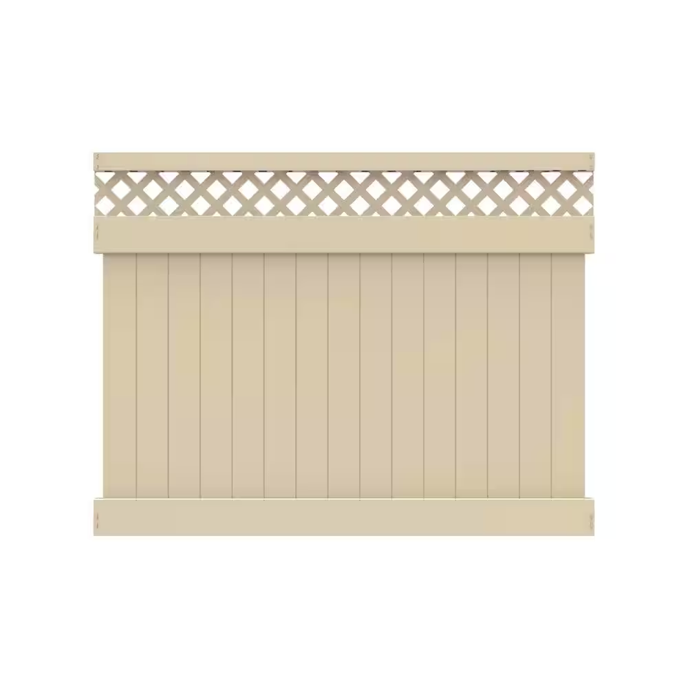 Barrette Outdoor Living Anderson 6 ft. x 8 ft. Sand Vinyl Lattice Top Fence Panel