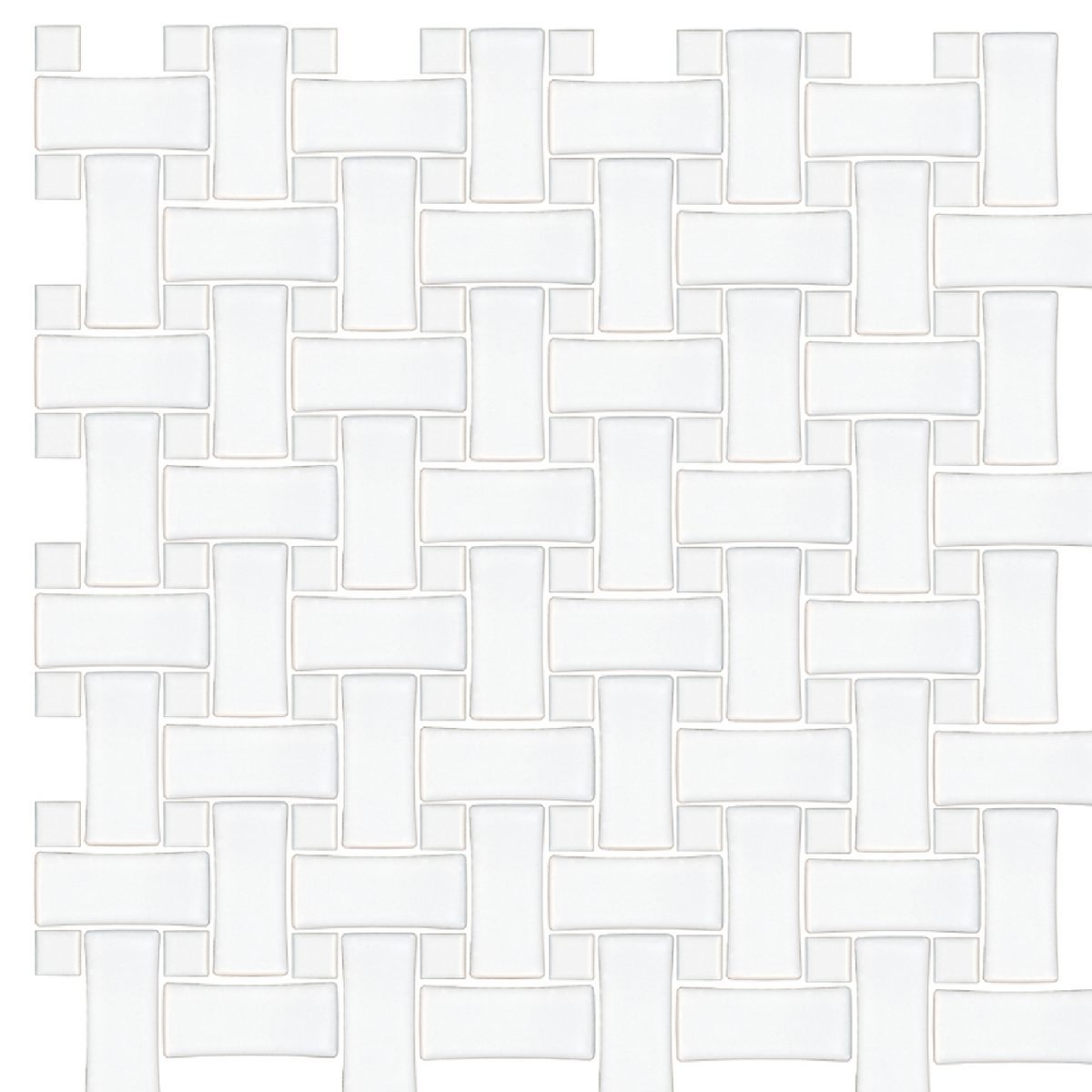 Basketweave Matte White with Black Porcelain Mosaic Wall and Floor Tile