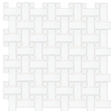Basketweave Matte White with Black Porcelain Mosaic Wall and Floor Tile