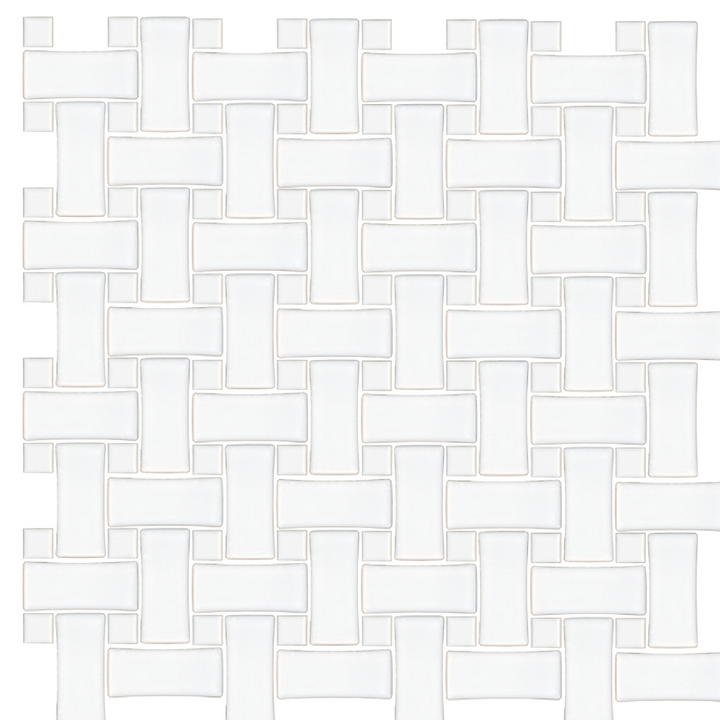Basketweave Matte White with Black Porcelain Mosaic Wall and Floor Tile