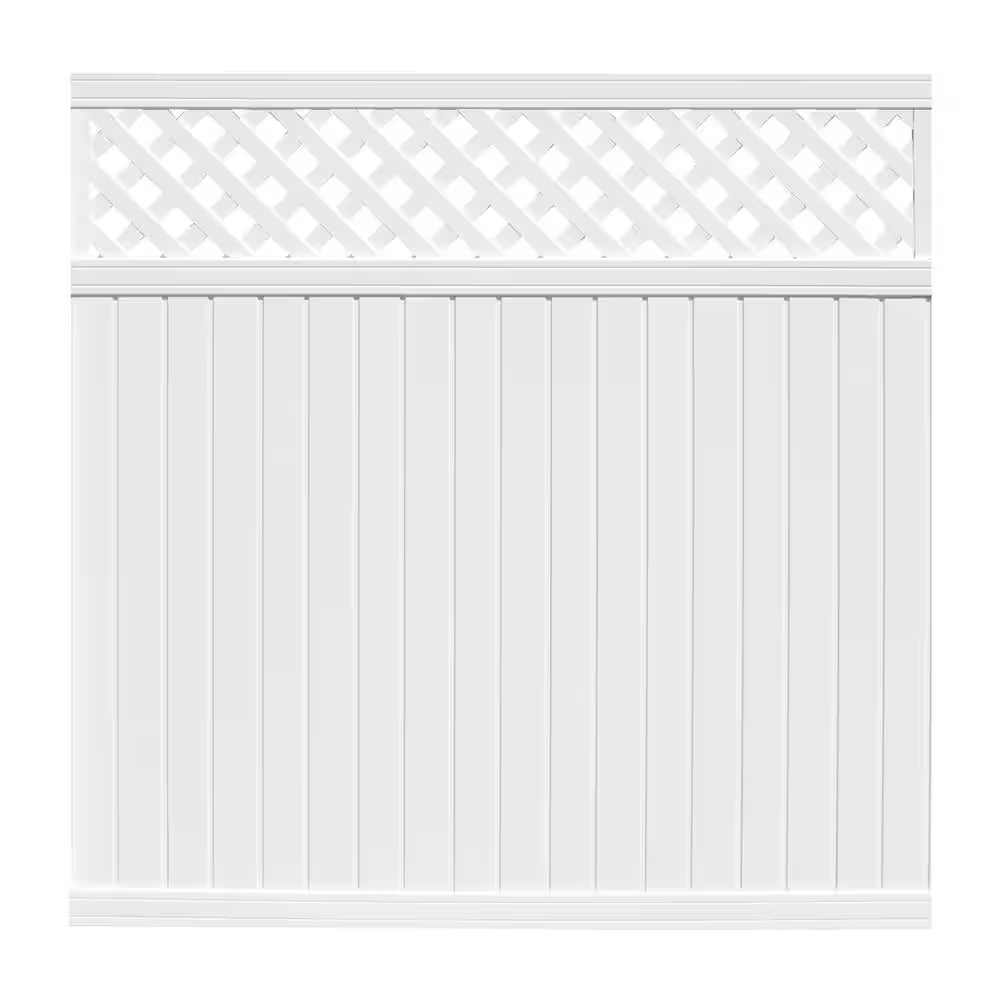 Belfast 6 ft. x 6 ft. White Vinyl Lattice Top Fence Panel