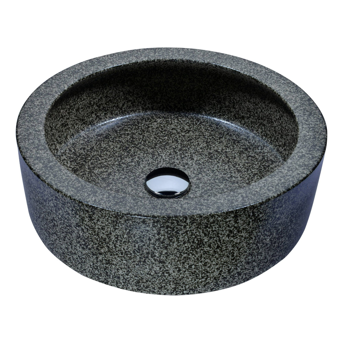 ANZZI Black Iro Round Vessel Sink, Speckled Stone, 16.5 x 5.7 in