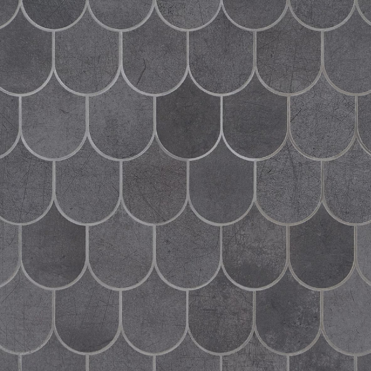 Bond Venom Black Charcoal Fishscale Plume Matte Porcelain Mosaic Tile