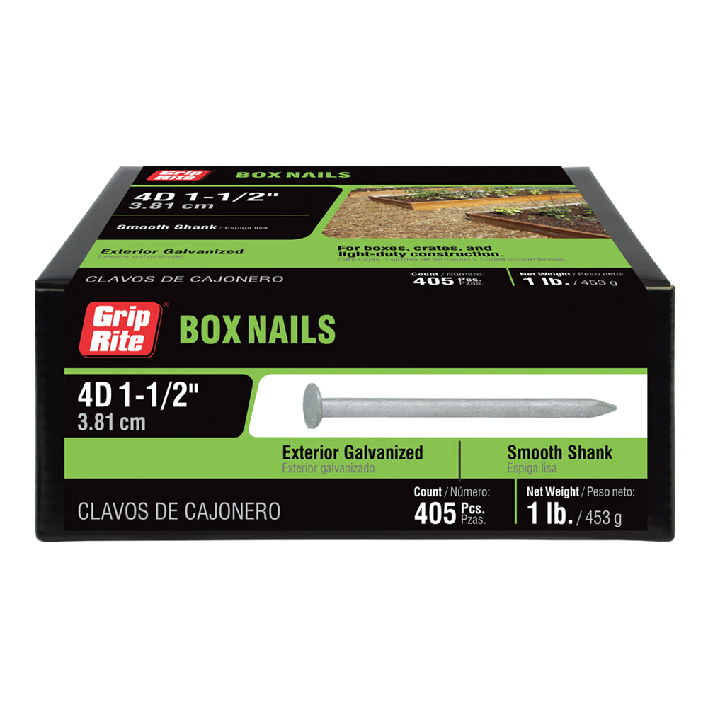 Grip-Rite 5D 1-3/4 in. Box Hot-Dipped Galvanized Steel Nails, Flat Head, 1 lb