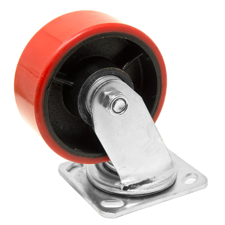 4 in. 530 lbs. Capacity Cast Iron and Polyurethane Double-Bearing Swivel Plate Caster