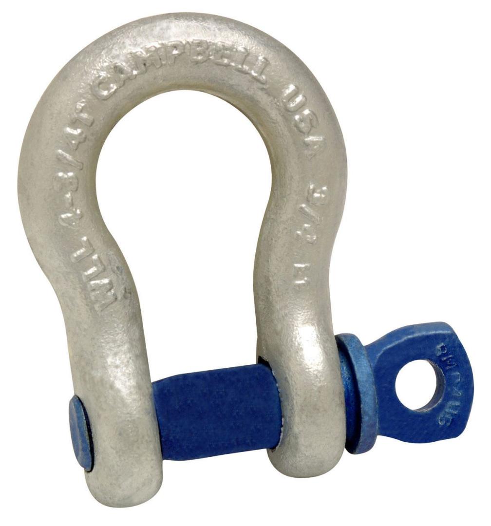 Campbell Galvanized Forged Carbon Steel Anchor Shackle, 6-1/2 Ton WLL, 7/8" Screw Pin